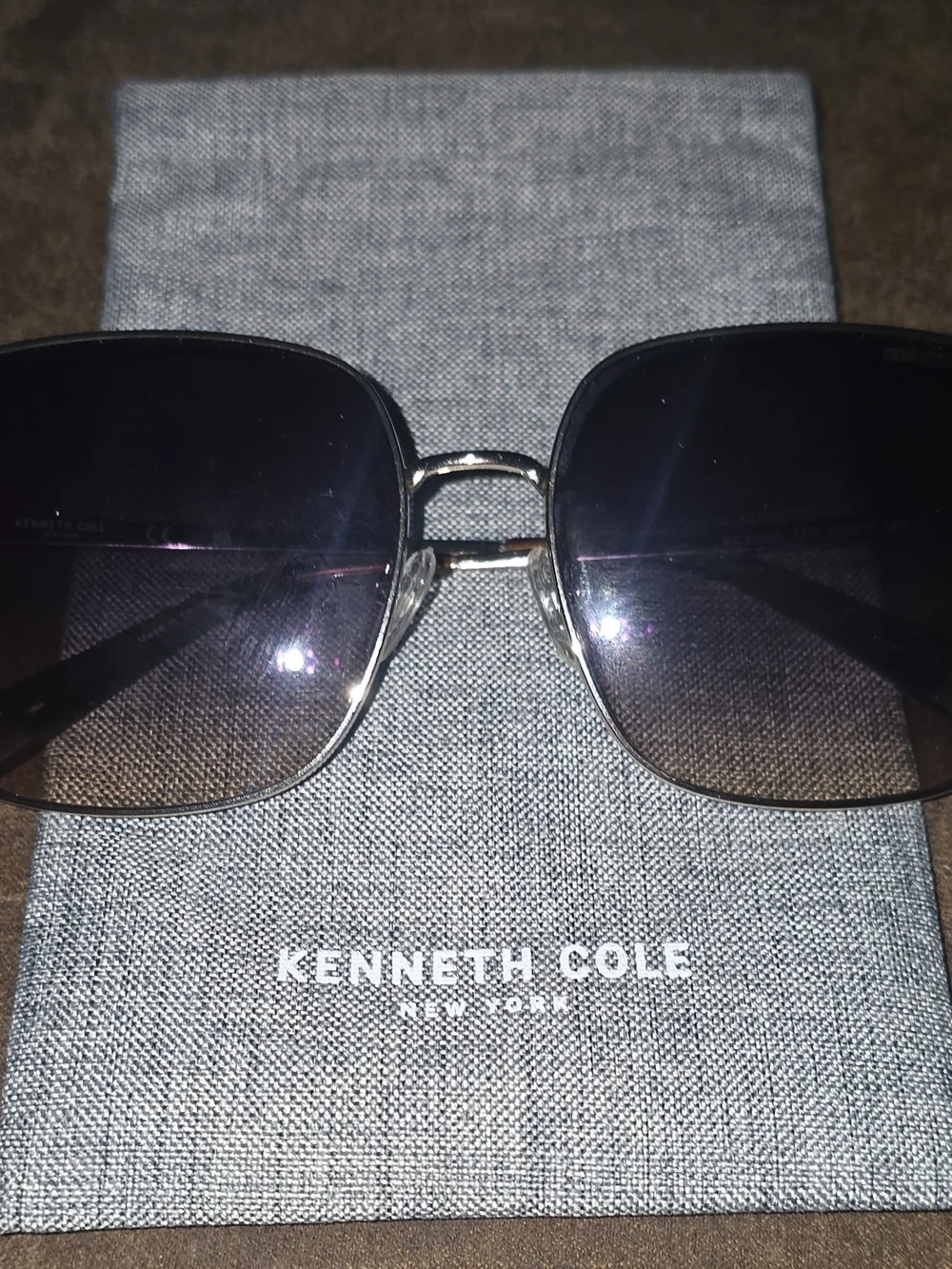 Kenneth Cole NY Silver Square Sunglasses KC00025-32W Brand New with Case